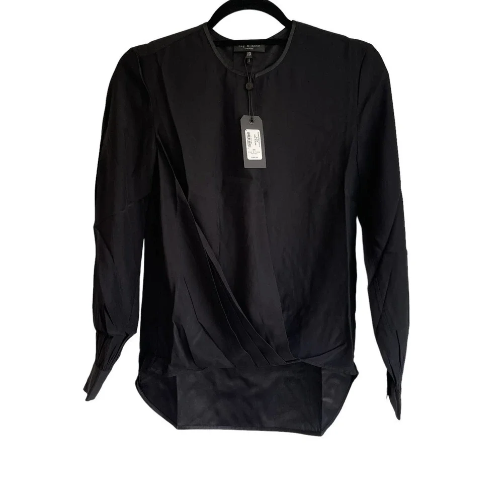 NEW Rag & Bone Lora Silk Blouse Relaxed Fit Top Women's Size XXS - Picture 2 of 10
